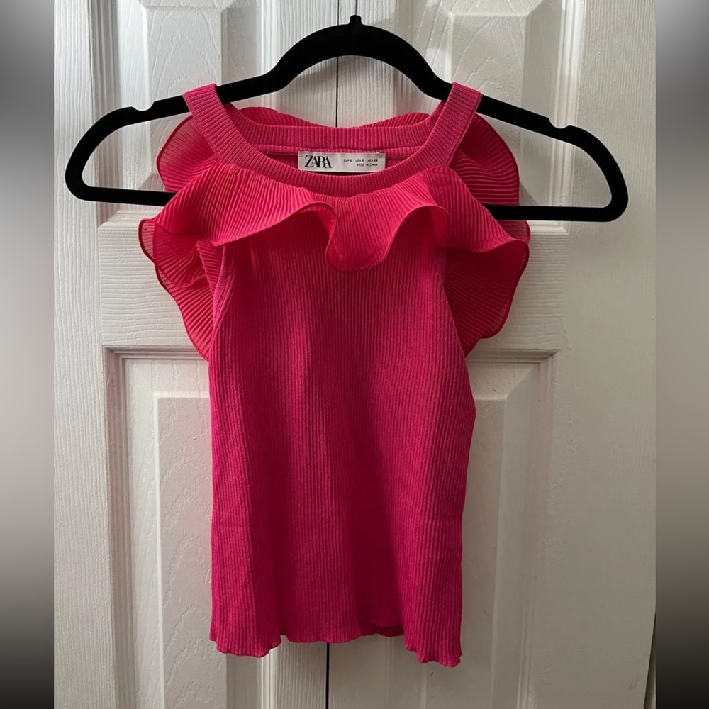Zara Pink Ruffled top - Picture 5 of 6